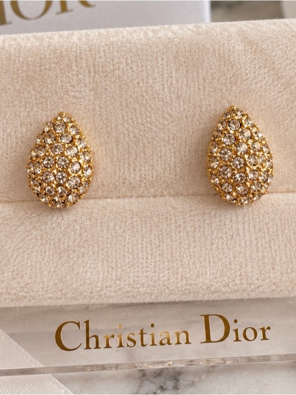 Dior Crystal and Gold Earrings